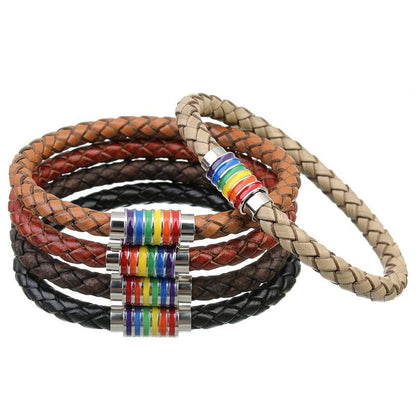 Fashion Rainbow Leather Bracelets Women and Men black and brown Jewelry